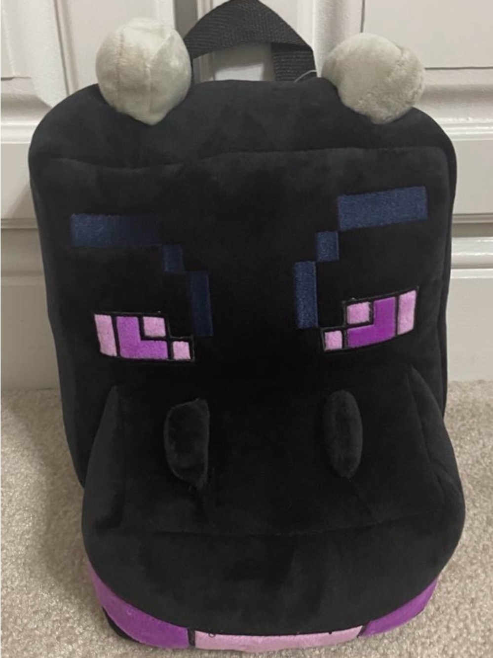 Kids Black Ender Dragon Plush Costume Backpack with Purple Accents